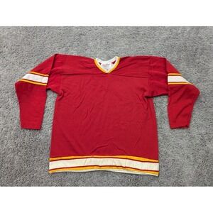 Vintage‎ Calgary Flames Jersey Mens Large Rawlings Pullover Hockey V-Neck Sports
